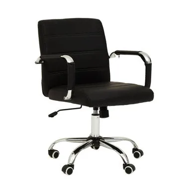 Brent Black Leather & Chrome Home Office Chair