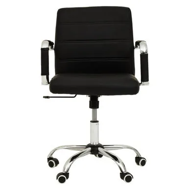 Brent Black Leather & Chrome Home Office Chair