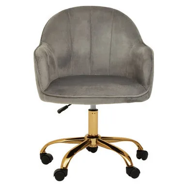 Brent Grey Velvet & Gold Home Office Chair