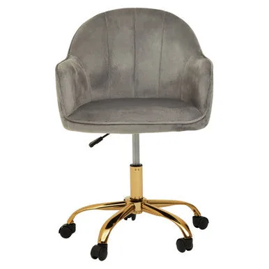 Brent Grey Velvet & Gold Home Office Chair