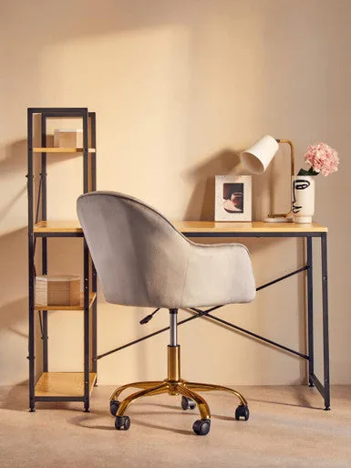 Brent Grey Velvet & Gold Home Office Chair