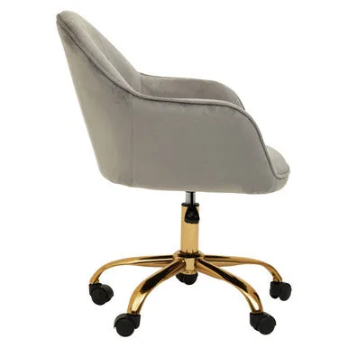 Brent Grey Velvet & Gold Home Office Chair