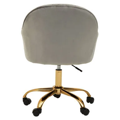 Brent Grey Velvet & Gold Home Office Chair