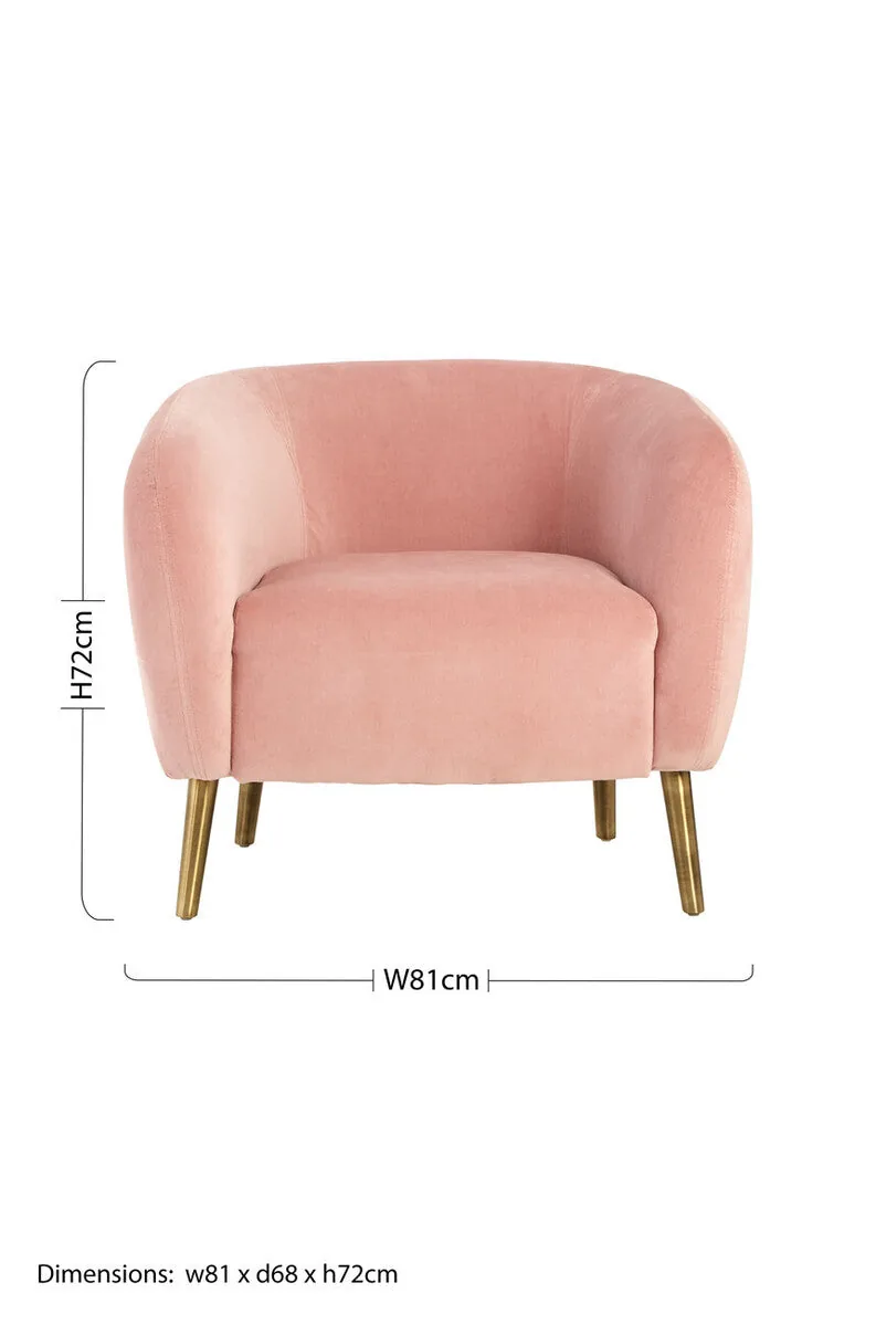 Louxor Pink Velvet Round Armchair
