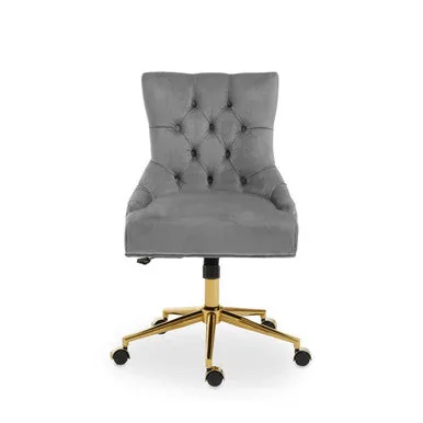 Anita Grey Velvet & Gold Base Home Office Chair