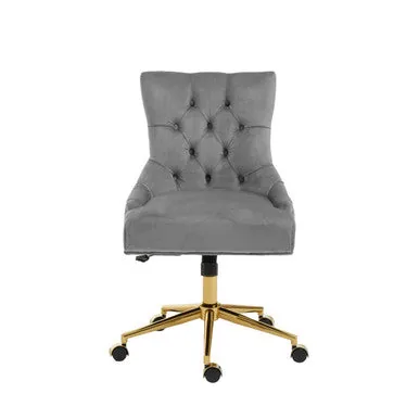 Anita Grey Velvet & Gold Base Home Office Chair