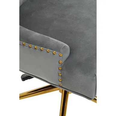Anita Grey Velvet & Gold Base Home Office Chair