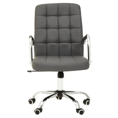 Brent Grey Leather & Chrome Home Office Chair