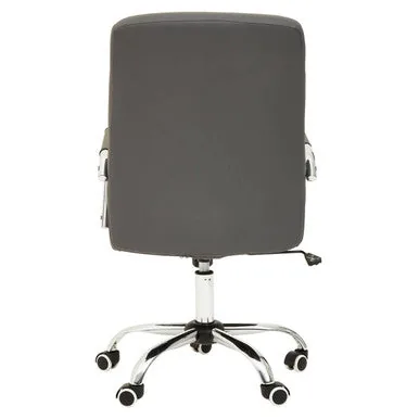 Brent Grey Leather & Chrome Home Office Chair