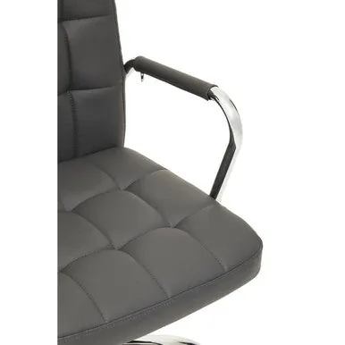 Brent Grey Leather & Chrome Home Office Chair