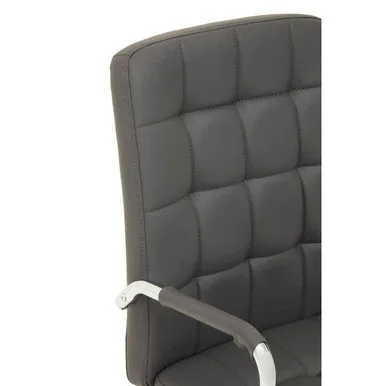 Brent Grey Leather & Chrome Home Office Chair