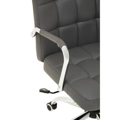 Brent Grey Leather & Chrome Home Office Chair