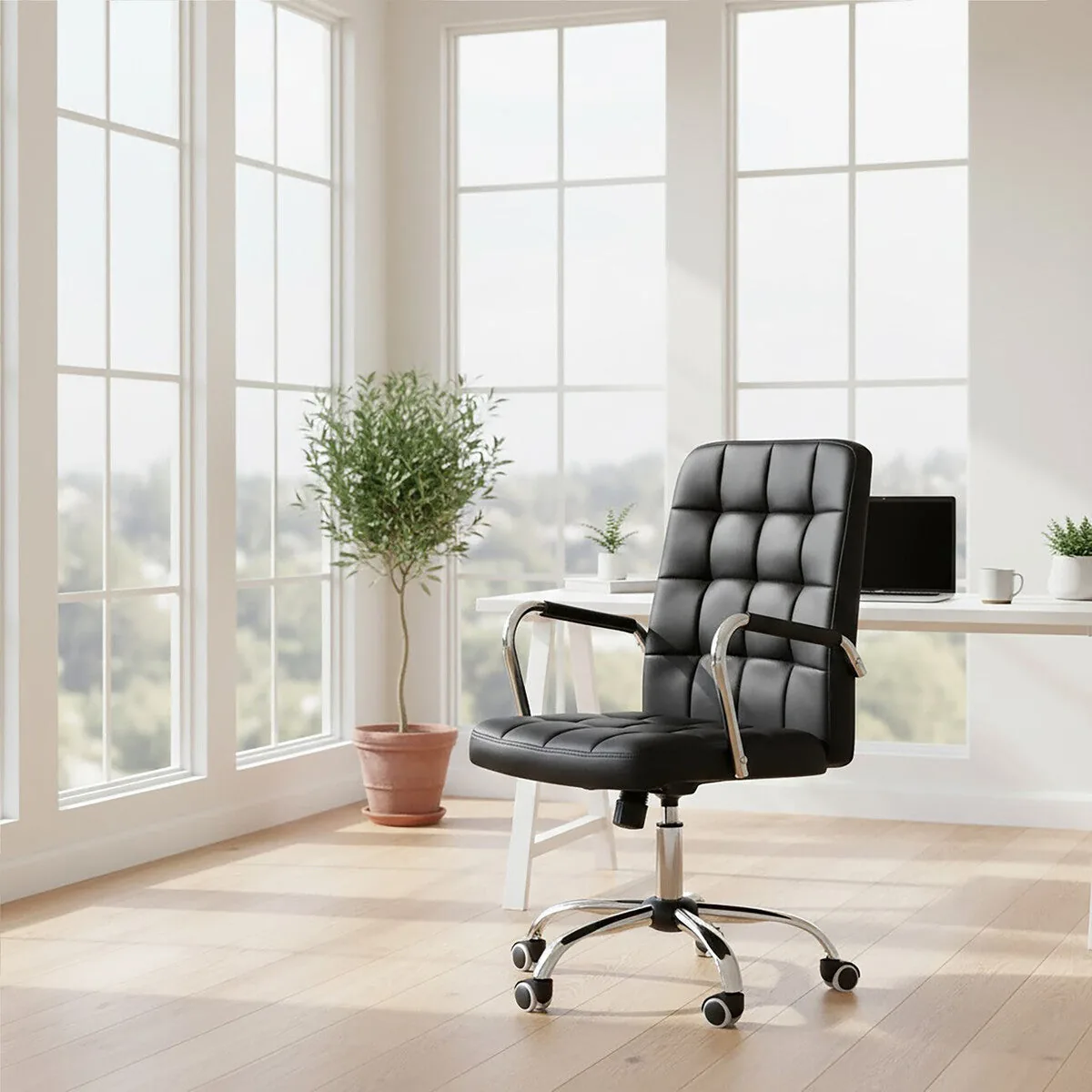 Brent Black Tufted Home Office Chair