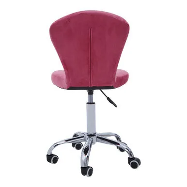 Fayth Pink Velvet Buttoned Home Office Chair