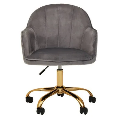Brent Grey Velvet & Gold Base Home Office Chair