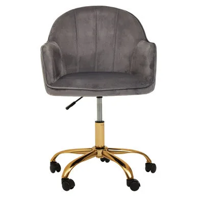 Brent Grey Velvet & Gold Base Home Office Chair