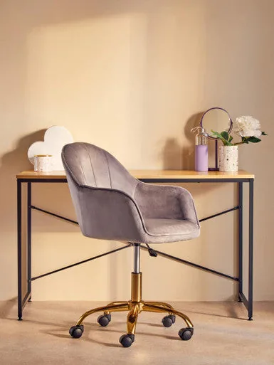 Brent Grey Velvet & Gold Base Home Office Chair