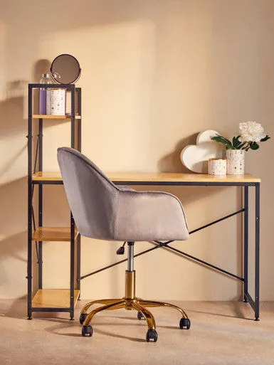 Brent Grey Velvet & Gold Base Home Office Chair