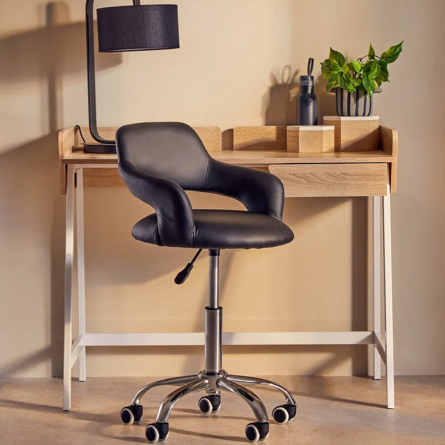 Fionna Black Home Office Chair With Curved Back