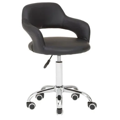 Fionna Black Home Office Chair With Curved Back