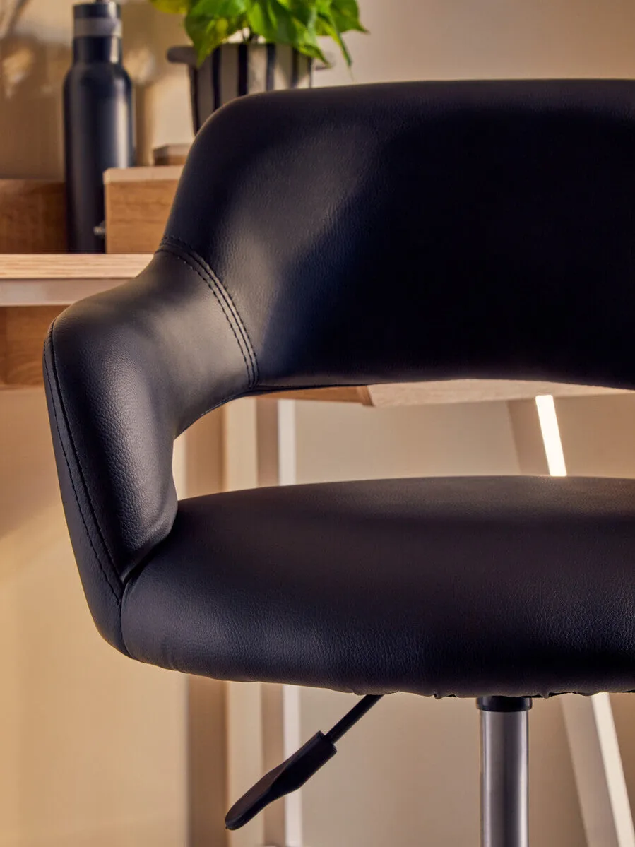 Fionna Black Home Office Chair With Curved Back