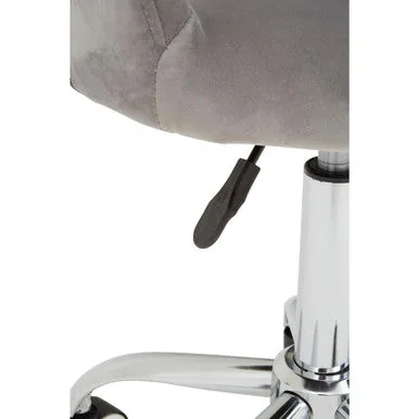 Fionna Grey Velvet Home Office Chair With Curved Back