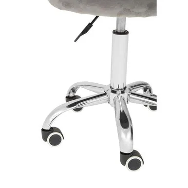 Fionna Grey Velvet Home Office Chair With Curved Back