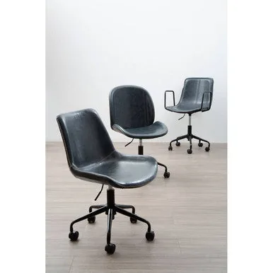 Branson Grey Leather Home Office Chair