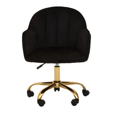 Brent Black Velvet & Gold Base Home Office Chair