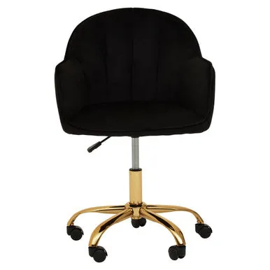 Brent Black Velvet & Gold Base Home Office Chair