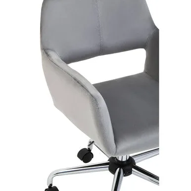 Brent Grey Velvet & Chrome Base Home Office Chair