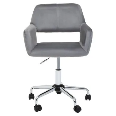 Brent Grey Velvet & Chrome Base Home Office Chair