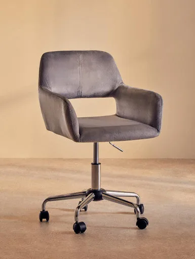 Brent Grey Velvet & Chrome Base Home Office Chair