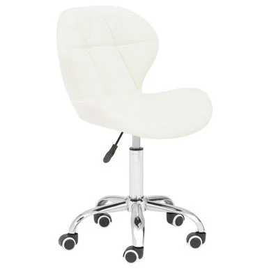 Franki White Velvet Quilted Home Office Chair