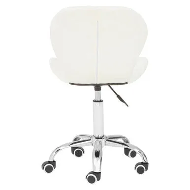 Franki White Velvet Quilted Home Office Chair