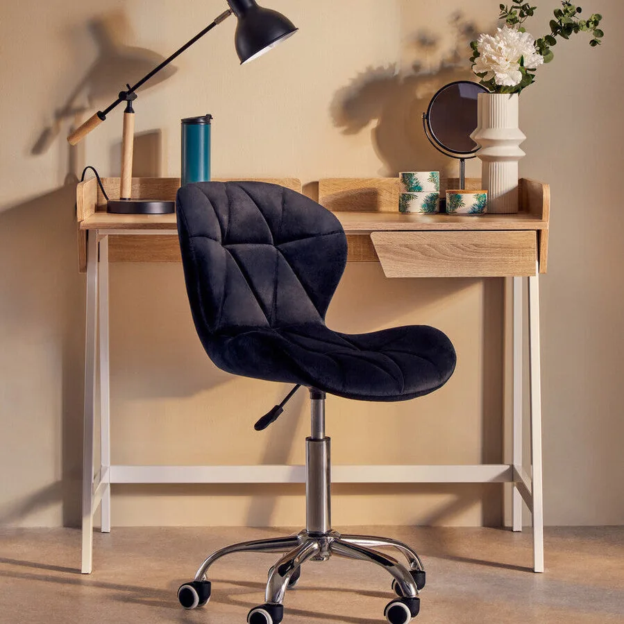 Franki Black Velvet Quilted Home Office Chair