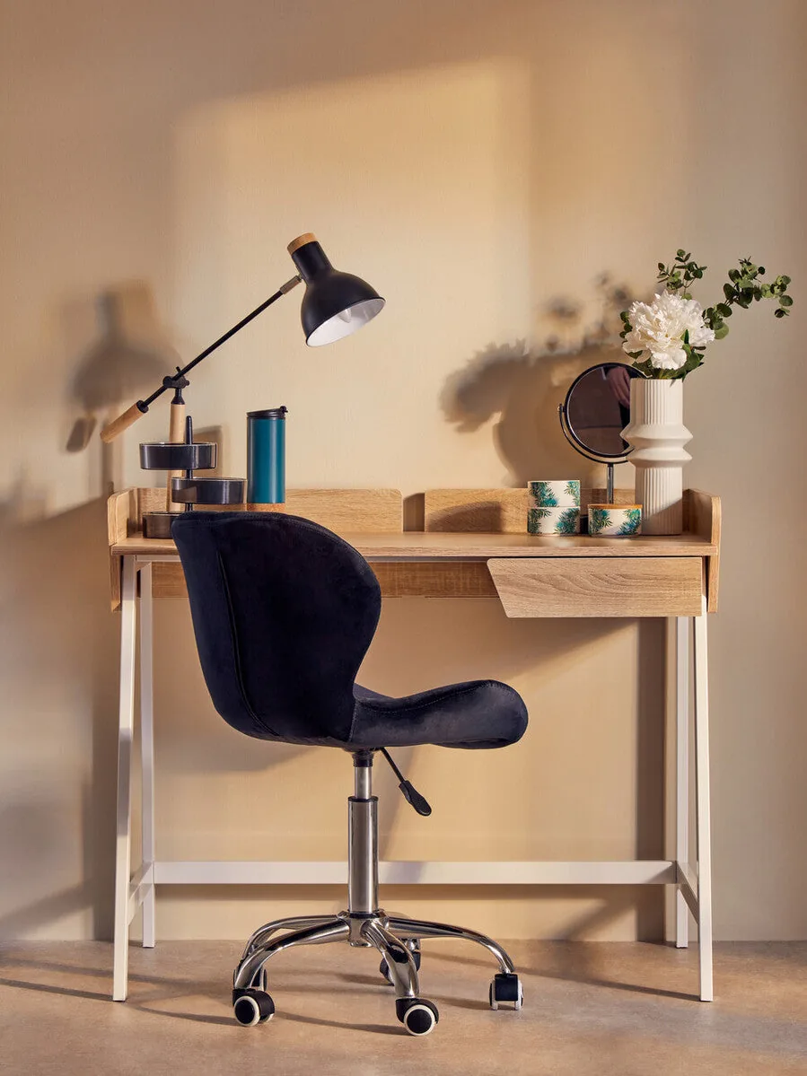 Franki Black Velvet Quilted Home Office Chair