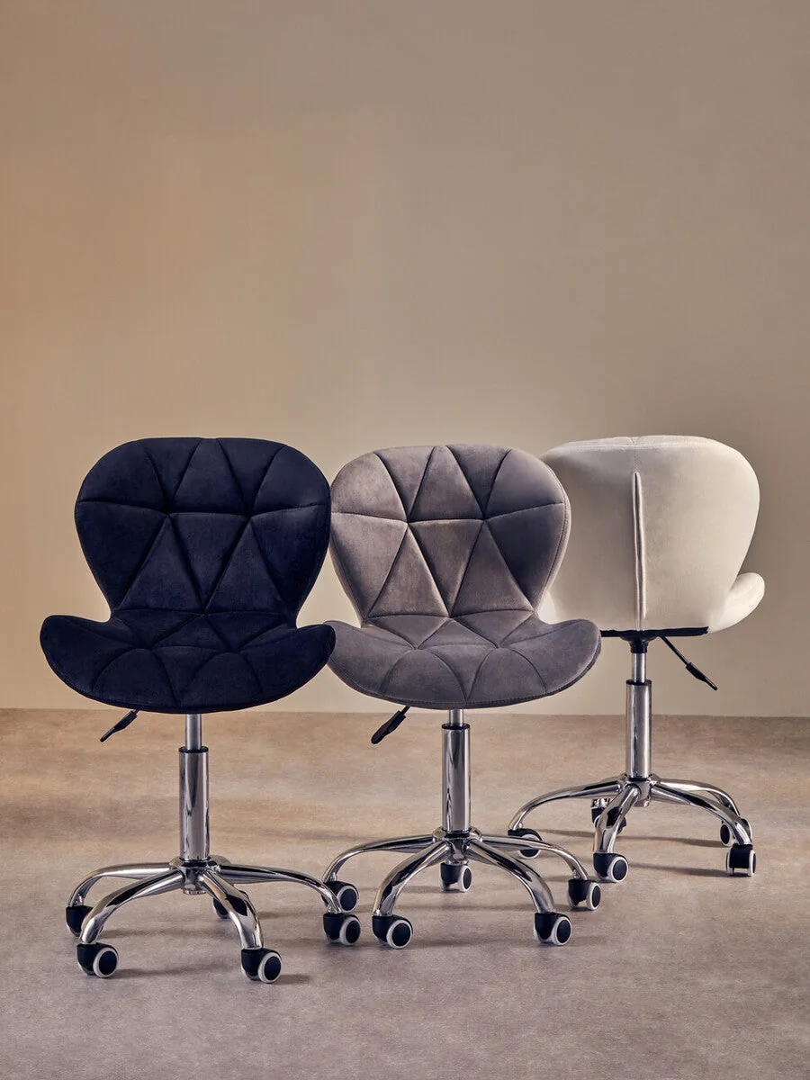 Franki Black Velvet Quilted Home Office Chair