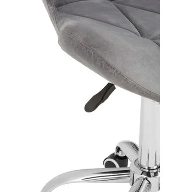 Franki Grey Velvet Quilted Home Office Chair