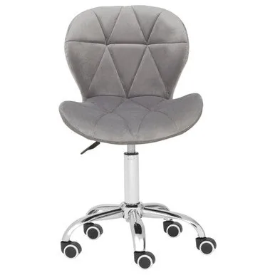 Franki Grey Velvet Quilted Home Office Chair