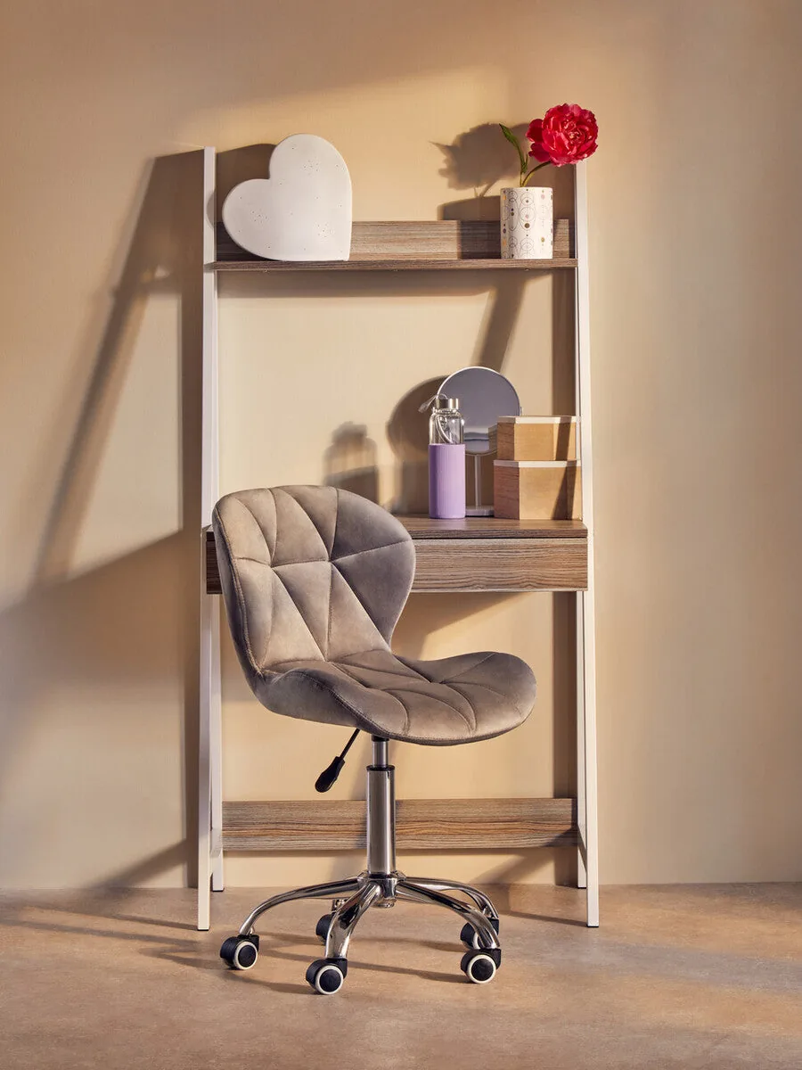Franki Grey Velvet Quilted Home Office Chair