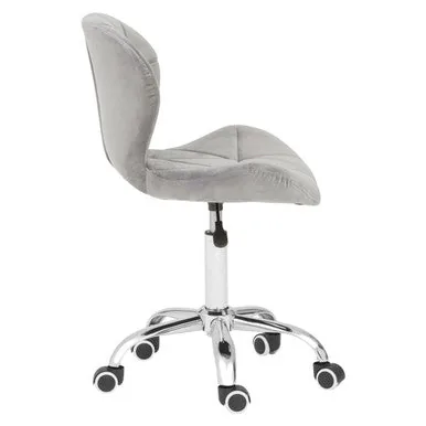 Franki Grey Velvet Quilted Home Office Chair