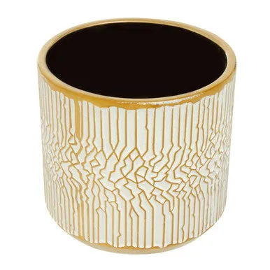 Honna Small White Gold Ceramic Plant Pot
