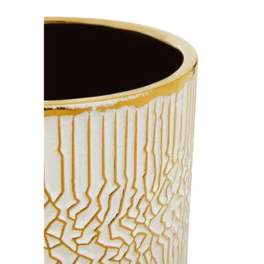 Honna Small White Gold Ceramic Plant Pot