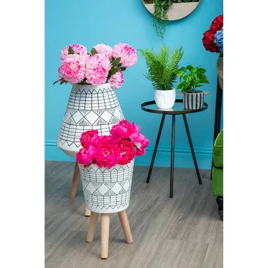 Darnell White & Black Large Plant Pot
