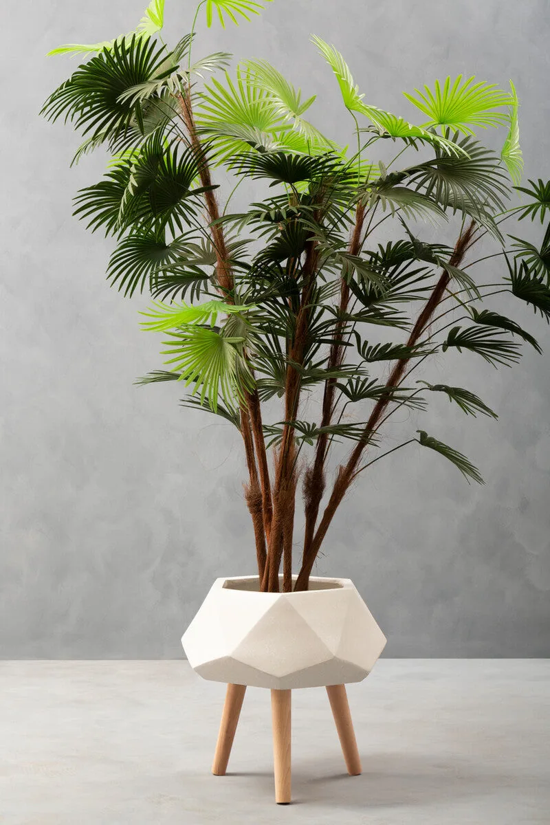 Darnell White Geometric Planter With Legs