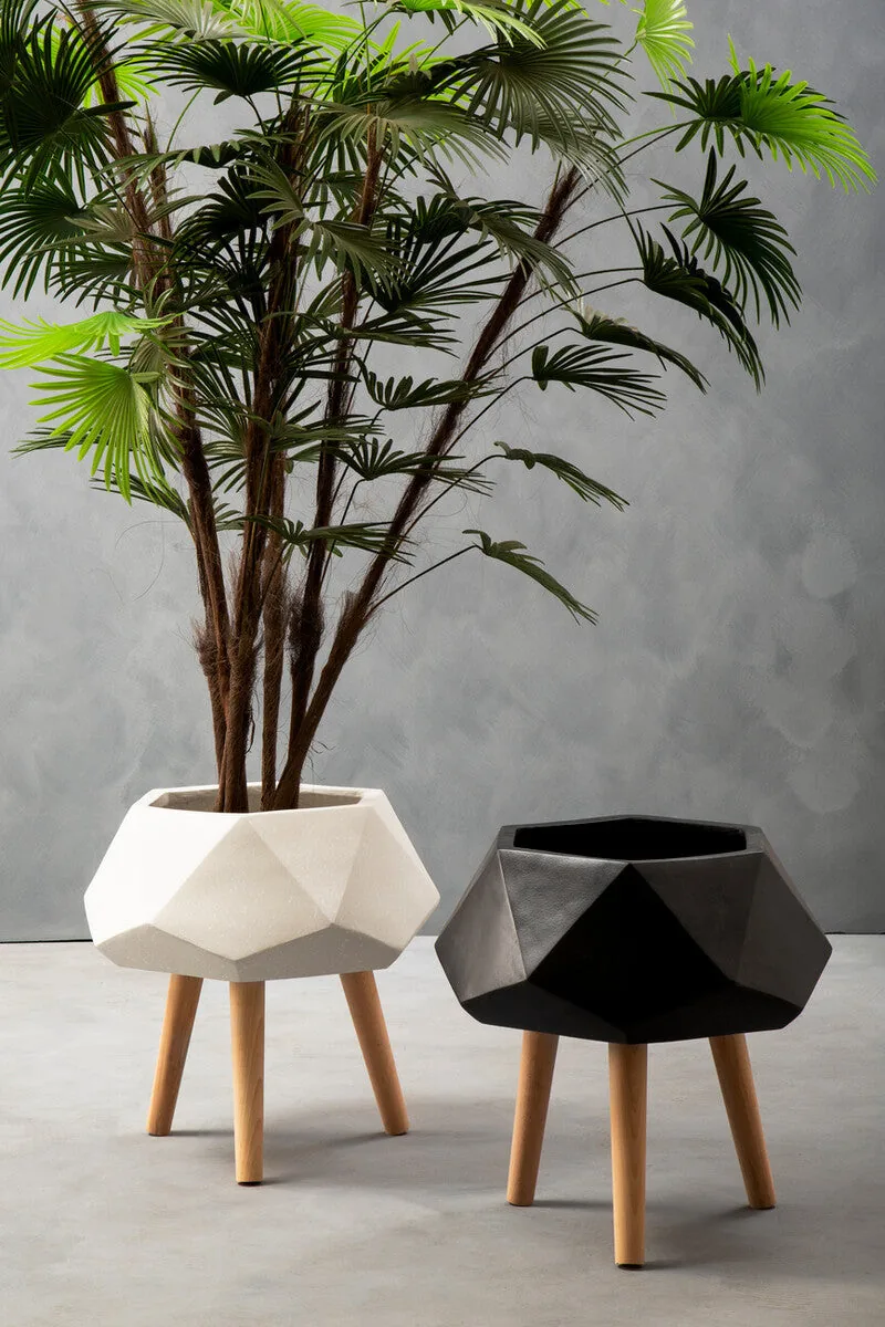 Darnell White Geometric Planter With Legs