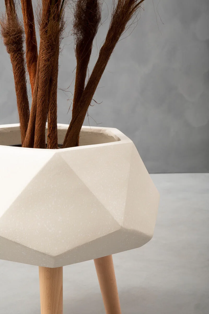 Darnell White Geometric Planter With Legs
