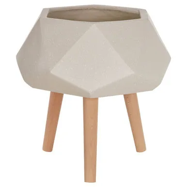 Darnell White Geometric Planter With Legs