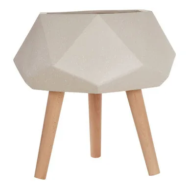 Darnell White Geometric Planter With Legs